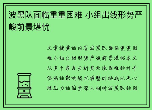 波黑队面临重重困难 小组出线形势严峻前景堪忧